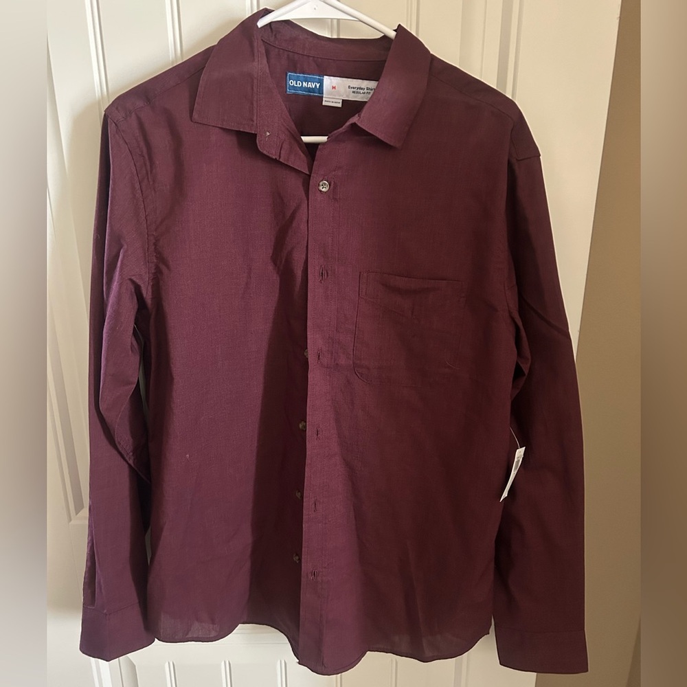 Old Navy Men's Deep Maroon Button Down Shirt